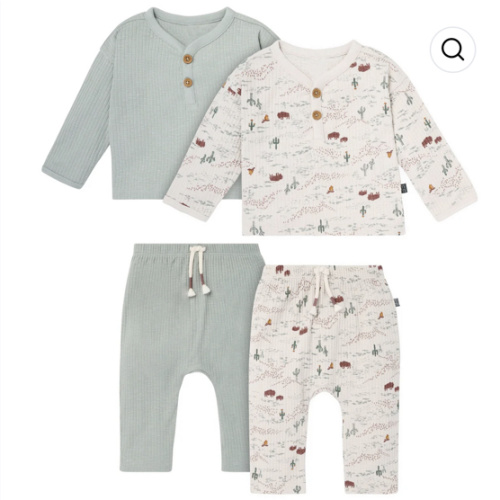 4-Piece Baby Boys Gray Henley Top With Pants – Gerber Childrenswear