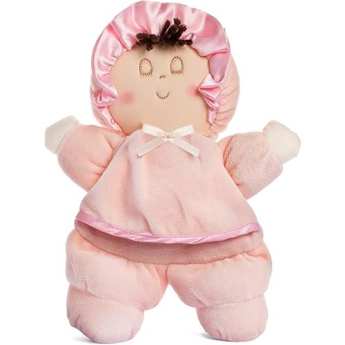 My First Baby Doll, Super Soft Baby Doll Made for Cuddles, Vintage Classic Style with Pink Dress and Brown Hair, Ideal New Baby Gift or Baby Shower Present