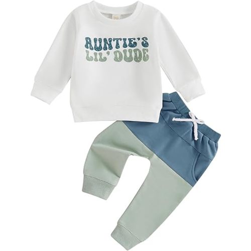 BemeyourBBs Toddler Baby Boy Clothes Graphic Sweatshirt Pants Set Outfit | Toddler Baby Boy Outfit Suitable for Fall Winter Spring. Baby Crewneck Sweatshirt and Jogger Pants Set, Age Range: 0-4 Years