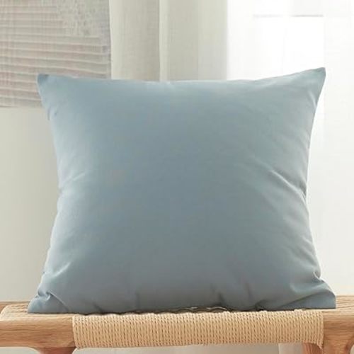 vctops Blue Decorative Throw Pillow Covers 18x18 Inch Farmhouse Linen Textured Square Cushion Cover Pillowcase for Sofa Bedroom Couch (Blue,18"x18")