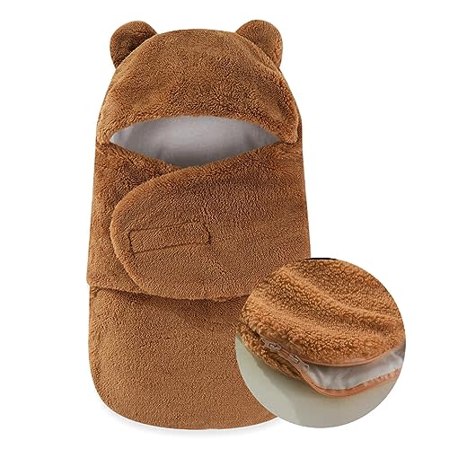 AiWMGL Baby Winter Fleece Swaddle Blanket 0-3 Months Boys Girls Warm Adjustable Newborn Swaddling Wrap Soft Plush Sleeping Sacks
