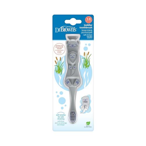 Dr. Brown’s Otter Toddler Toothbrush, Soft Bristles with Suction Cup for Storage, BPA Free, Ages 1-4, 1-Pack