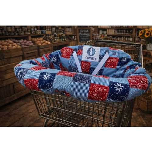 Personalized Shopping Cart Cover, Bandana Print Patchwork Fabric