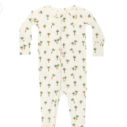 Island Palm Trees Small Ribbed Zip Romper