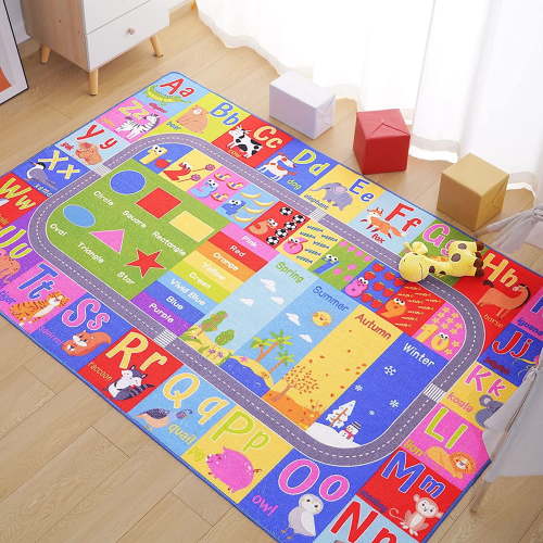 Softlife Play Rug Mat Non Slip Kids Playroom Rug Washable ABC Alphabet Rug for Kids Room Playmats for Babies and Toddlers,4'x6'