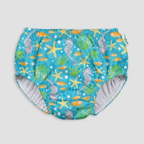 i play by green sprouts Baby Pull-up Swimsuit Diaper - Seahorse Light Aqua, Size: 6-12M
