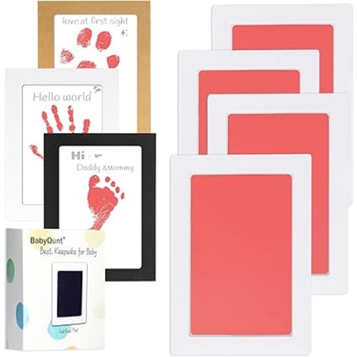 Inkless Baby Hand and Footprint Kit,Clean-Touch Ink Pad Kit,Safe No Mess Printing Infant Hand Foot Stamp,4 Pack Newborn Inkless Print Pads Best Keepsake or Gifts for Family