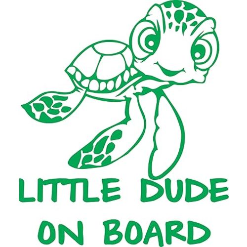 STICKER DAD - Little Dude on Board (Squirt) Die-Cut Vinyl Decal - (Size: 6 inch X 4 inch Color: You Choose) - for Car, Truck, Windows, RV, Trailers, Bumpers, Laptop, Lockers, etc. (Green)
