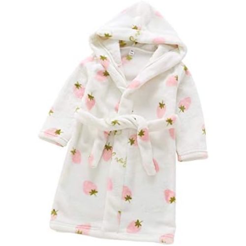 Toddlers Boys Girls Hooded Robe Soft Fleece Bathrobe Pajamas Dressing Gown Sleepwear