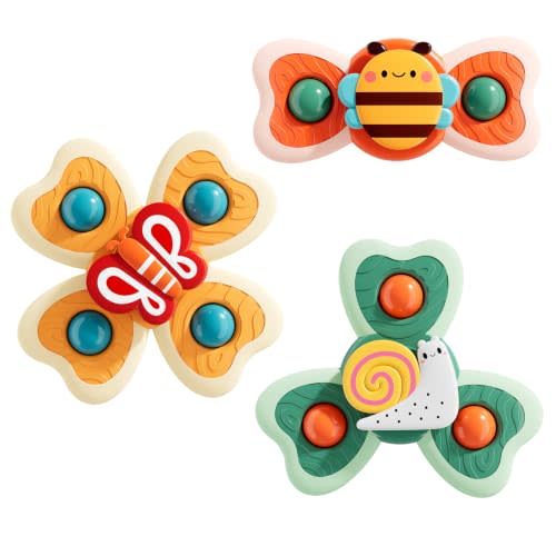 ALASOU Suction Cup Spinner Airplane Travel Toys for 1 Year Old Boy Girl | Spinning Top 12 18 Months,1 2 Year Old Boy Birthday Gift,Baby Bath Toy for Kids Ages 1-3,Sensory Toy for Infant Toddlers
