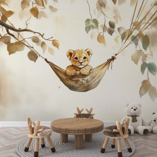 Mural Wallpaper lion cub | Jungle and Sweetness