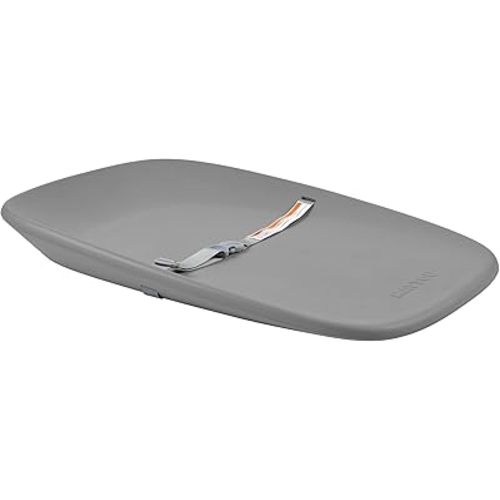 Nattou Softy Changing Pad w/Belt- Wipeable Baby Changing Mat- Durable, Water-Resistant, Cocoon Shape with Honeycomb Bottom Grips BPA-Free, Assimilates Room Temperature - Grey