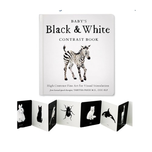 Baby's Black and White Contrast Book: High-Contrast Art for Visual Stimulation at Tummy Time (Tabitha Paige Children's Book Series)