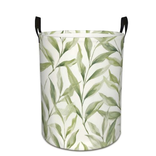 Green Leafy Vines Print Extra Large Foldable Laundry Basket Stylish Easy to Use for Bedroom Bathroom Laundry Room Oxford Fabric Storage Bin