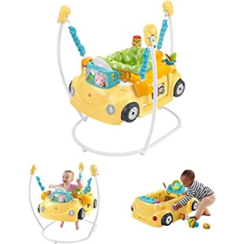 Fisher-Price Baby to Toddler Learning Toy 2-in-1 Servin’ Up Fun Jumperoo Activity Center with Music Lights and Shape Sorting Puzzle Play