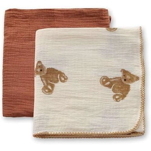 Baby Swaddle Newborn Recieving Blanket 100% Cotton Muslin 2Pack Nursery Wrap Lace Design 40"x40"