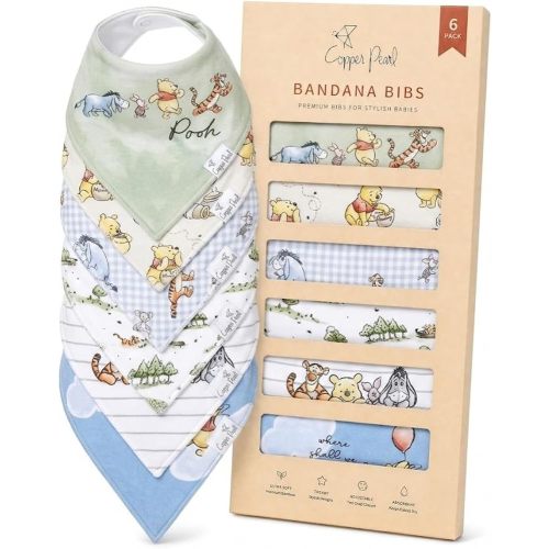 Copper Pearl Baby Bibs for Baby, 6 Pack, Winnie The Pooh
