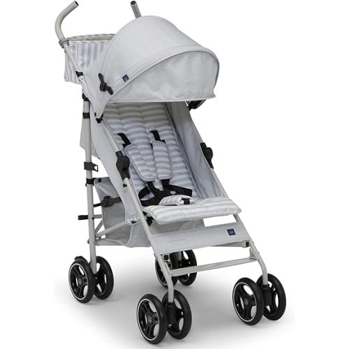 babyGap Classic Stroller - Lightweight Stroller with Recline, Compact Fold & Removable Parent Organizer - Made with Sustainable Materials, Grey Stripes