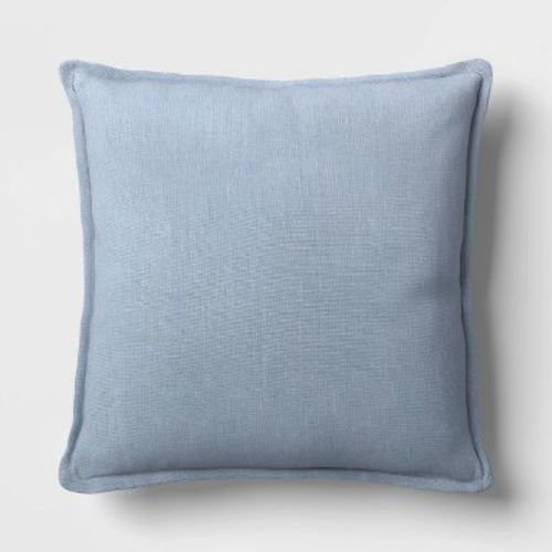 Square Linen Throw Pillow with Flange Light Blue - Threshold™