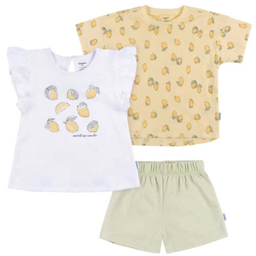 3-Piece Infant & Toddler Girls Lemons Shirts and Shorts Set