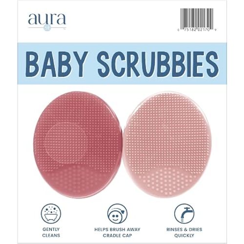 S&T INC. Cradle Cap Brush for Baby, 2 Pack, 2" x 2.5", Pink