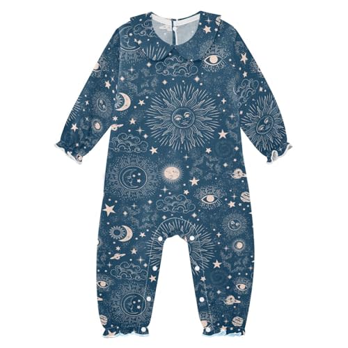 Baby Girls Romper Cotton Long Sleeve One-Piece Ruffle Jumpsuit Clothes Outfit with Collar