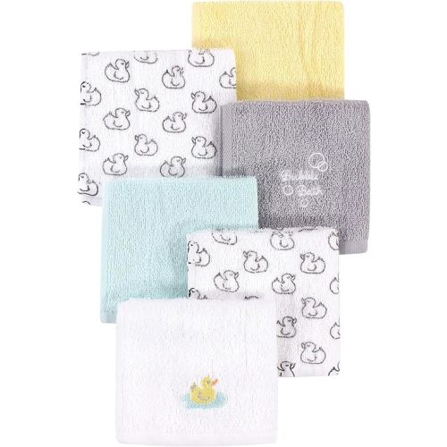 Luvable Friends Unisex Baby Super Soft Cotton Washcloths, Duck, One Size