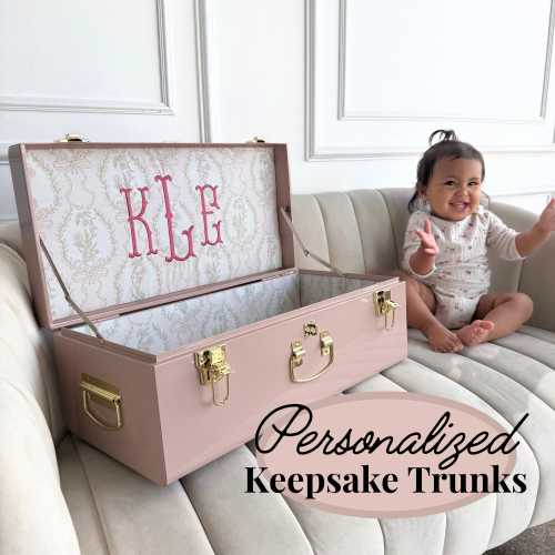 First Mothers Day Gift Box Keepsake Trunk Storage Bin Newborn Present Monogram Design Custom Case Memory Holder for Baptism Gift Chest Box
