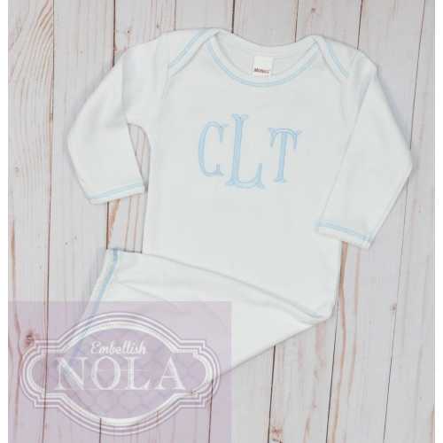 Monogrammed Baby Gown, Baby Boy Gown, Fish Tail Monogram Baby Gown, Newborn Gift, New Baby Gift, Monogrammed Baby Gift, Coming Home Outfit
