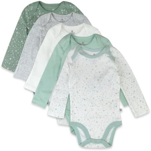 HonestBaby Baby 5-pack Long Sleeve Bodysuits One-piece 100% Organic Cotton for Infant Baby Boys