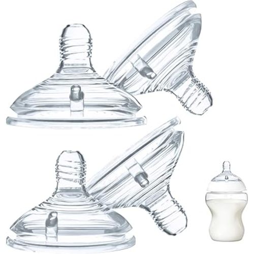 4-Count Silicone Bottle Nipples for Natural Start Anti-Colic Bottles & Advanced Anti-Colic Bottles & C to Natural Bottles and NUK Simply Natural Bottle, Anti-Colic Valve, Slow Flow, 1m+