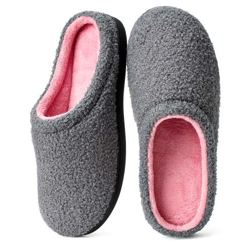 cosyone1997 Fuzzy Two-Tone Slippers for Women Memory Foam House Shoes with Non-slip Sole for Indoor and Outdoor Comfort