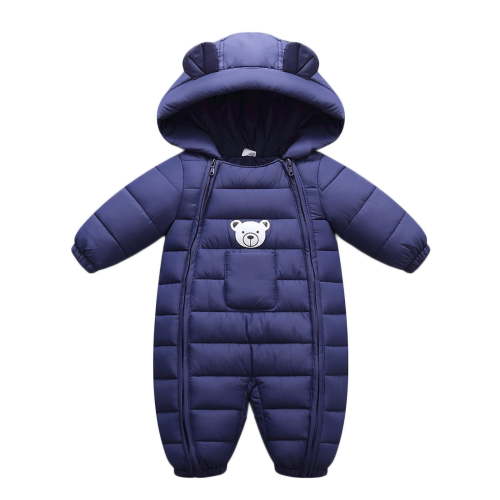 Baby Clothes Cute Infant Toddler Snowsuit Warm Newborn Boy Girl Winter Coats Hooded Zip Jumpsuit Dark Blue 0-3 Months