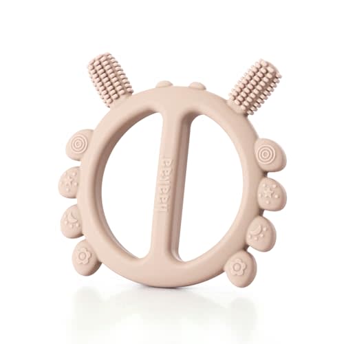 Haakaa Silicone Crab Baby Teether,Teething Toys,360°Baby Toothbrush Head for Infant Self-Brushing Training,Food-Grade Silicone,Blush