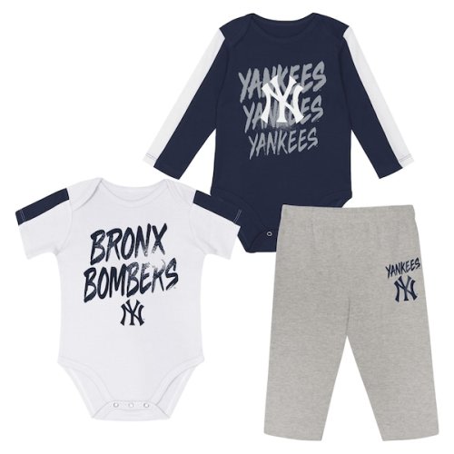 Newborn New York Yankees Outerstuff Double Down Bodysuit and Pants 3-Piece Set
