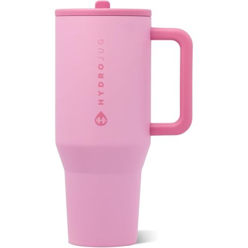 HydroJug Traveler 40oz, Insulated Tumbler with Handle & Straw, Petal