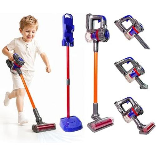 VARANO 3-in-1 Kids Vacuum that Really Works - Toddler Toy Vacuum with Storage Stand & Real Suction - Montessori Cleaning Toy for Boys & Girls Ages 3+ (Purple)