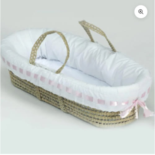 Eyelet Ribbon Baby Moses Basket