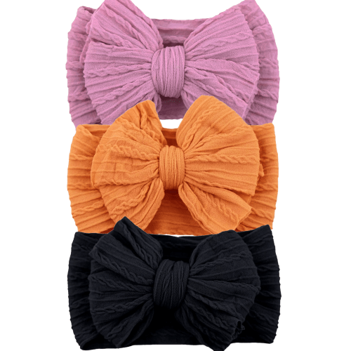 3-Pack Cable Bows, Orchid/Orange/Black – SpearmintLOVE