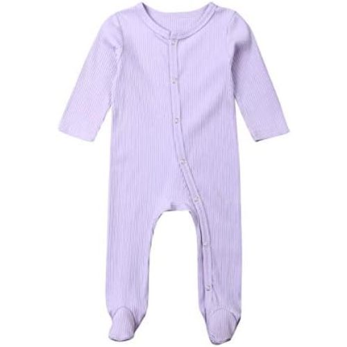 Baby Boy Clothes Newborn Boy Girl Solid Color Romper Jumpsuit Snap Side Footies Pajamas Ribbed Bodysuit