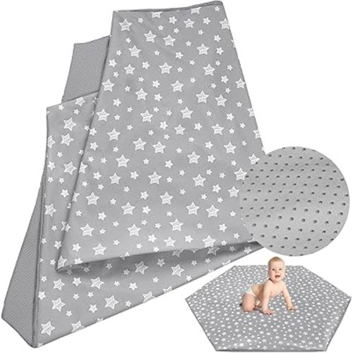 Baby Play Mat Cover (only Cover) Compatible with POP 'N GO Playpen Mat, Non-Slip Waterproof Hexagon Playpen Mat Protector