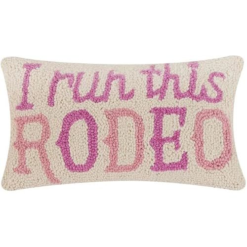 Peking Handicraft I Run This Rodeo Hook Pillow, 16-inch Length, Wool and Poly Velvet, for Home, Office, Living Room Décor