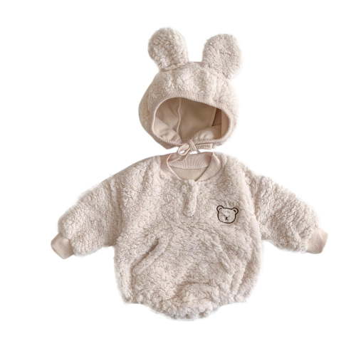 Jamicy Onesies for Baby Newborn Baby Winter Snowsuit Cartoon Bear Warmer Cotton Fleece Hooded Romper Jumpsuit Winter Baby Girl Winter Stuff
