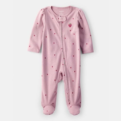 Baby Girl Carter's Strawberry Print Cotton Sleep & Play One-Piece Pajamas