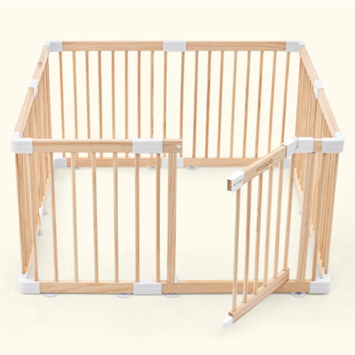 HARPPA Wooden Baby Gate Playpen | Non-Toxic Foldable DIY Adjustable Play Yard for Infants & Toddlers – Natural Finish Baby Fence for Small & Large Spaces