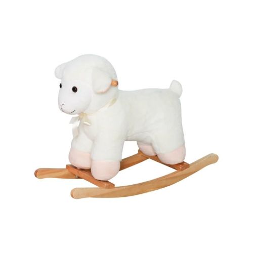 Lamb Rocking Horse, Plush Animal Rocking Horse, Wooden, White, Ride on Toy for 1 year old Boys & Girls