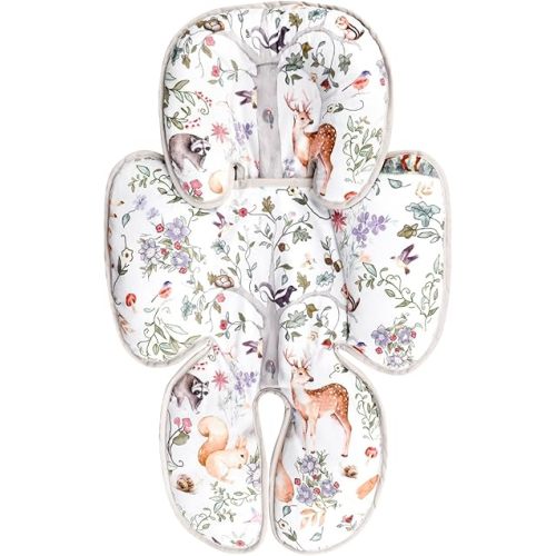 2 in 1 Infant Car Seat Insert, Car Seat Head Support Baby Girls Boys, Soft Newborn Carseat Insert Cushion, Perfect for Carseats, Strollers, Swings (Gray Animals)