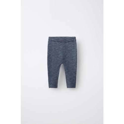 STRIPED KNIT PANTS - Mid-blue | ZARA United States