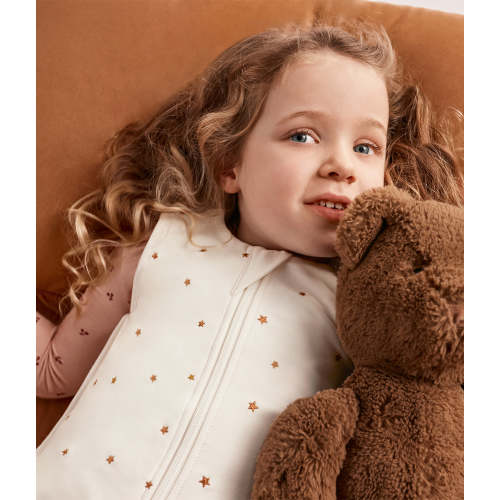 Sleep Bag Sleeveless 1.5 TOG Cotton Fleece Buff Twinkle Embroidery