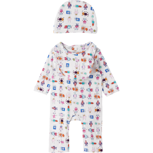 Baby White Cotton Bodysuit Set